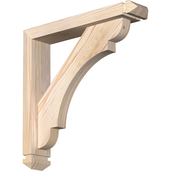 Ekena Millwork Olympic Arts and Crafts Smooth Bracket w/ Offset Brace, Douglas Fir, 3 1/2"W x 18"D x 18"H BKT0402X18X18OLY03SDF - main